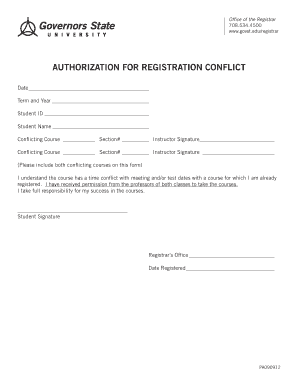 Authorization for Registration Conflict