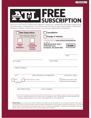 Defense Magazine Subscription Form