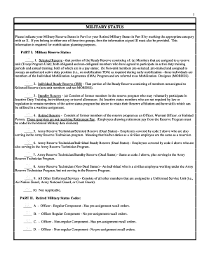 Military Status Form