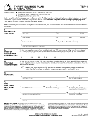 Thrift Savings Plan TSP-1 Election Form
