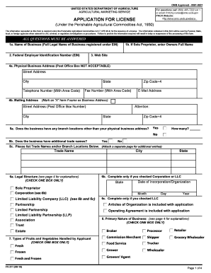 USDA PACA License Application