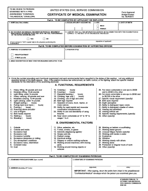 US Federal Medical Examination Form