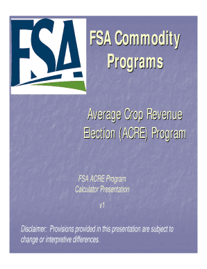 FSA ACRE Program Calculator