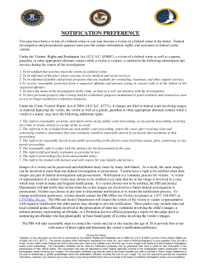 FBI Victim Notification Preference Form