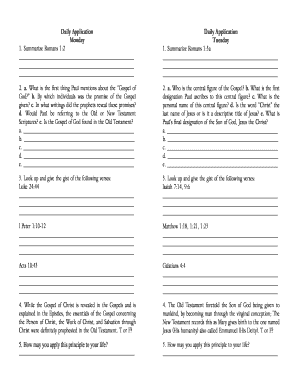 Bible Study Worksheet