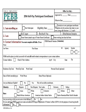 2016 Self-Pay Participant Enrollment Form