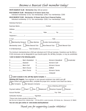 Bearcat Club Membership Application