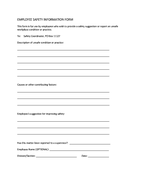 Employee Safety Information Form
