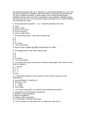 Federal Job Application Form
