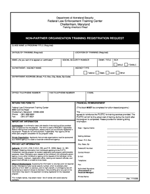 Federal Law Enforcement Training Registration Request