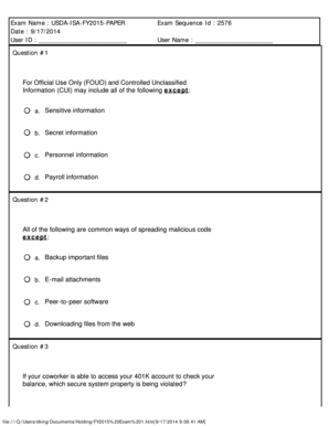 USDA Information Security Exam FY2015