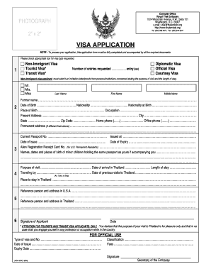 Thailand Tourist Visa Application Form