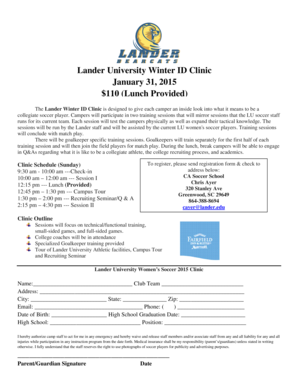 Fillable Online lander Lander University Winter ID Clinic January 31 ...