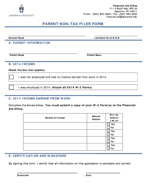 Parent Non-Tax Filer Form