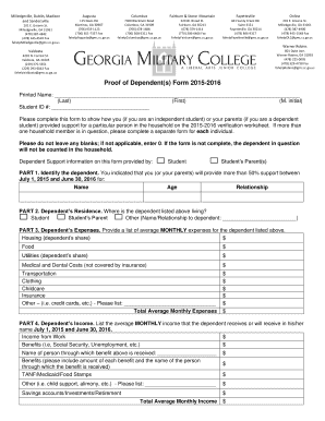 Proof of Dependent Support Form