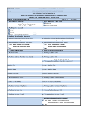Form SF-SAC for Audits of States, Local Governments, and Non-Profit Organizations