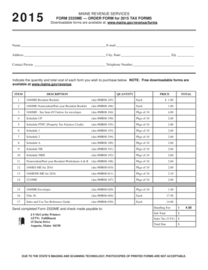 Maine 2015 Tax Form Order Form