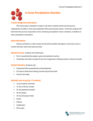 Green Precipitation Reaction Lab