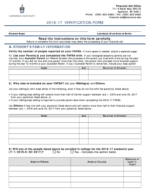 2016-17 FAFSA Verification Form