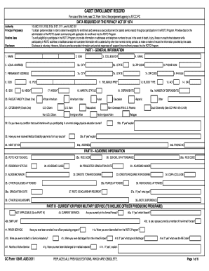 Cadet Enrollment Record Form