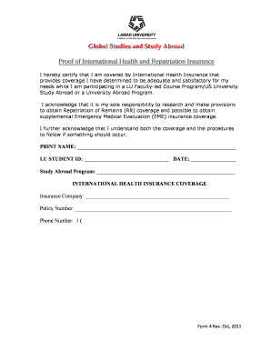 Study Abroad Health and Repatriation Insurance Form