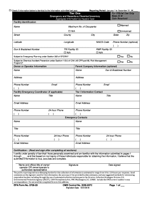 EPA Tier One Hazardous Chemical Inventory Form
