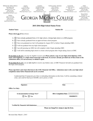 2015-2016 High School Status Form
