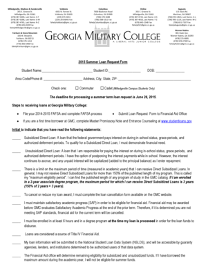 2015 Summer Loan Request Form