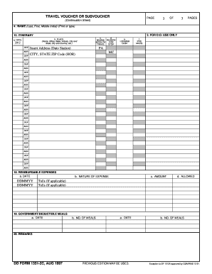 Travel Voucher Continuation Sheet