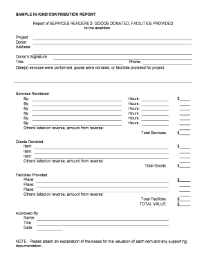 In-Kind Contribution Report