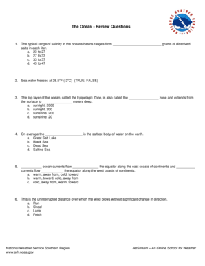 Ocean Review Questions