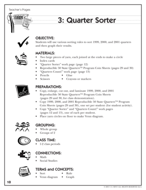 Quarter Sorter Activity Worksheet