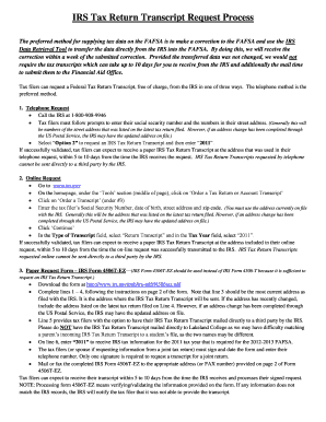 IRS Tax Return Transcript Request
