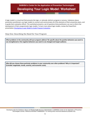 Worksheet for Developing Your Logic Model Worksheet for Developing Your Logic Model - samhsa