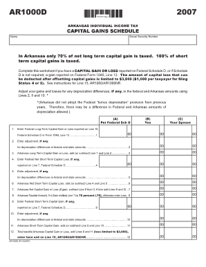 Arkansas Individual Income Tax Capital Gains Schedule