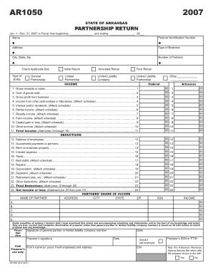 Arkansas Partnership Return Form AR1050