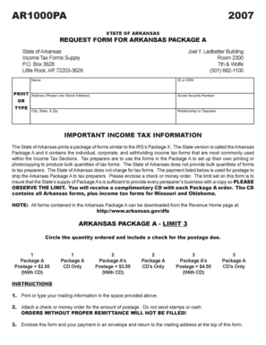 Arkansas Package A Request Form