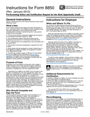 Form 8850 Instructions