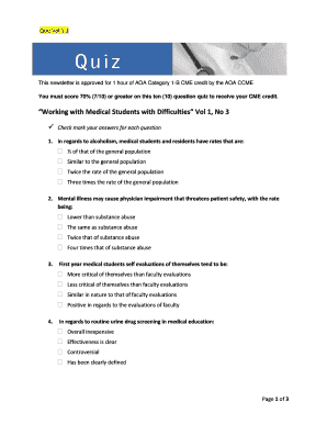 Medical Student Quiz for CME Credit