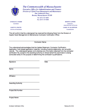 Massachusetts Contractor Certification Application