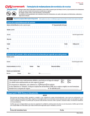 Formulario de reclamaciones de reembolso de recetas