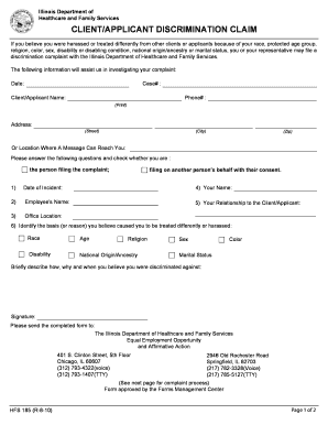 Illinois Client Discrimination Claim Form