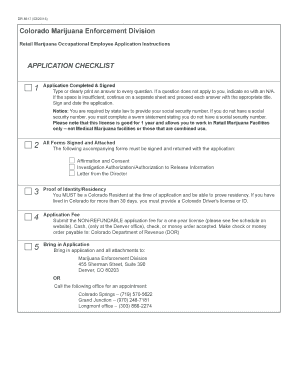 Colorado Retail Marijuana Occupational Employee License Application