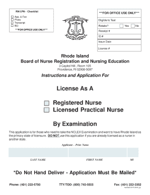 Rhode Island RN/LPN License Application