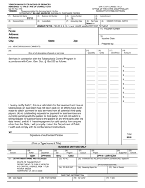 Connecticut Vendor Invoice for Goods or Services