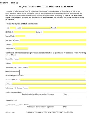 Request for 45-Day Title Delivery Extension
