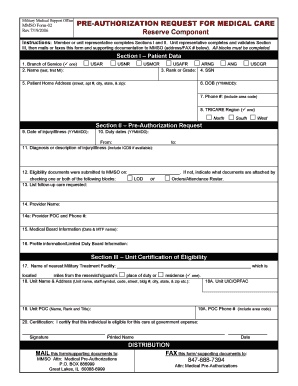 MMSO Form-02 Pre-Authorization Request for Medical Care