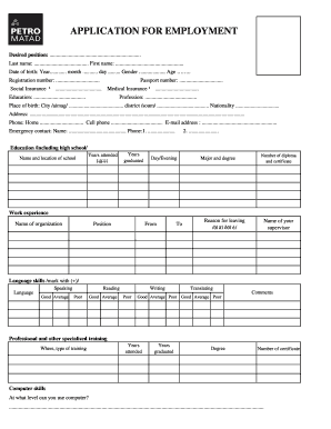 Application for Employment