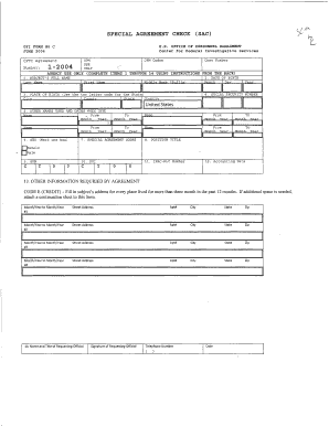 Special Agreement Check Form