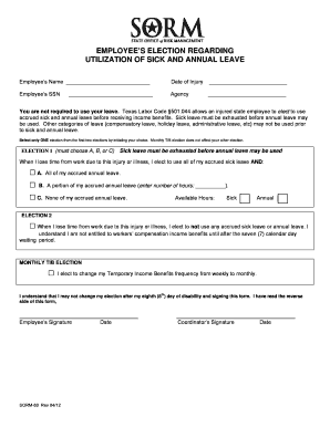 Employee Election Regarding Utilization of Sick and Annual Leave